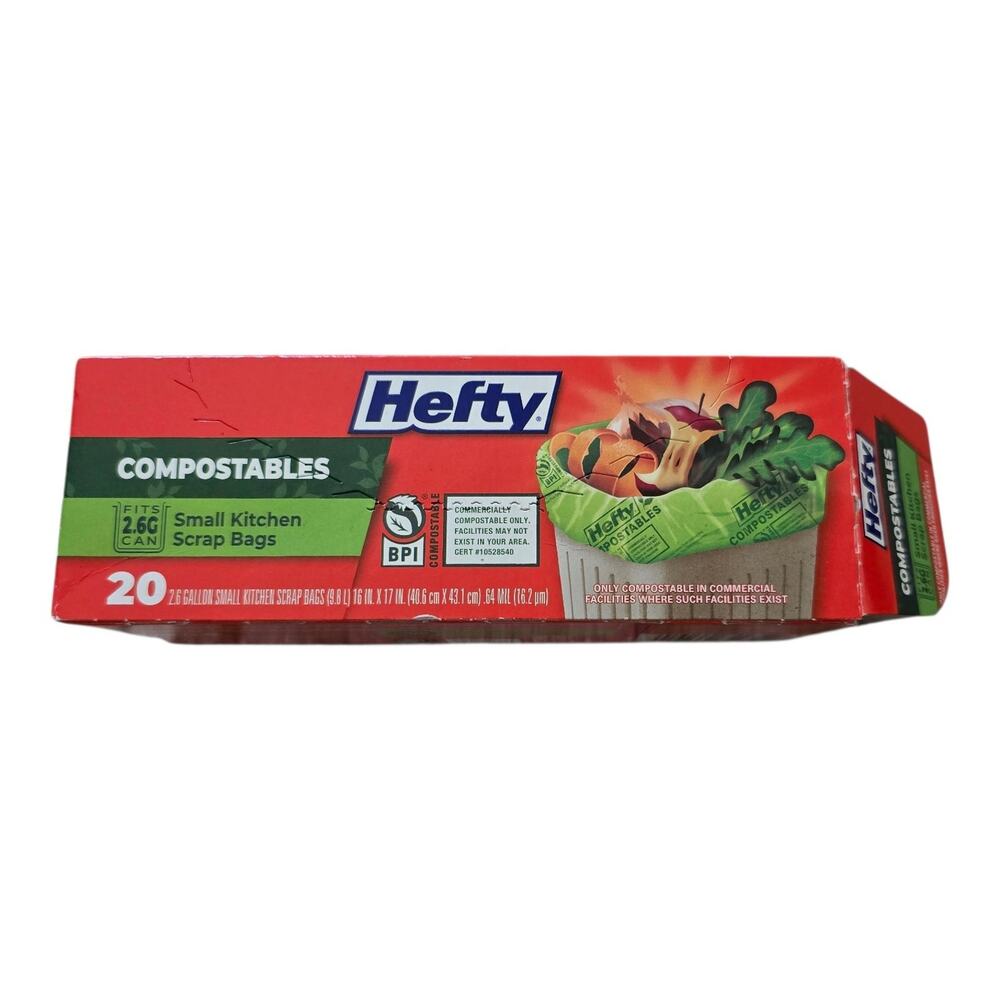 5 Boxes Hefty Compostables Small Kitchen Scrap Bags 100 Count 2.6 Gallon Bags View 2